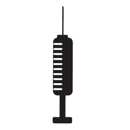 Syringe icon. Simple illustration of syringe vector icon for webのイラスト素材