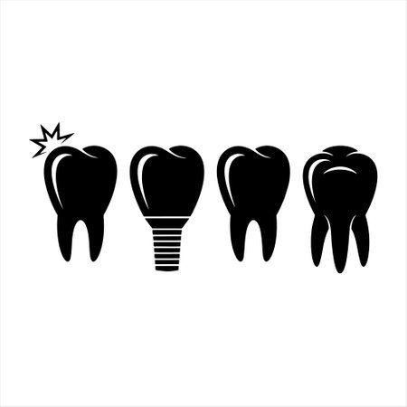 Tooth icon set. Dental care symbol. Vector illustration.のイラスト素材