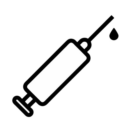 Syringe Icon Vector. Outline Syringe Sign. Isolated Contour Symbol Illustrationのイラスト素材
