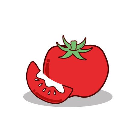 Tomato vegetable cartoon icon isolated on white background. Vector illustration.のイラスト素材