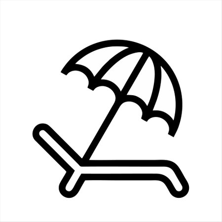 beach umbrella linear icon, outline vector sign, linear symbol.のイラスト素材