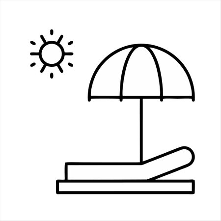 Vector illustration of sun lounger icon. Outline icon of sun lounger.のイラスト素材