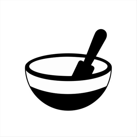 bowl and spoon icon on white background. vector illustration. flat style.のイラスト素材