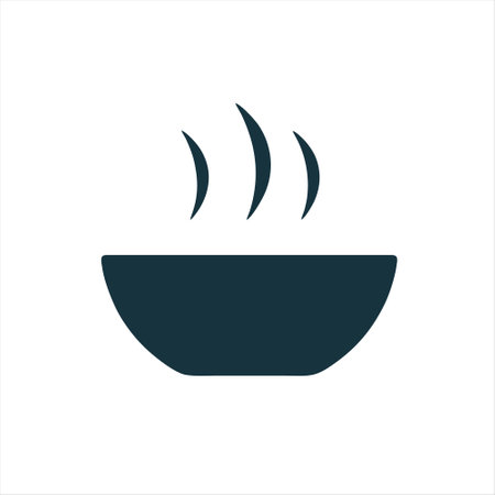 bowl of hot soup or soup icon on white background. vector illustrationのイラスト素材