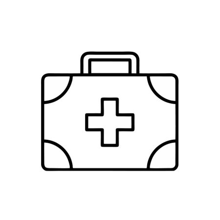 first aid kit icon over white background, line style, vector illustrationのイラスト素材