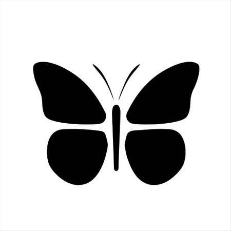 Butterfly vector icon. Black butterfly isolated on white background.のイラスト素材