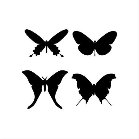 Butterfly silhouette. Vector illustration. Isolated on white background.のイラスト素材