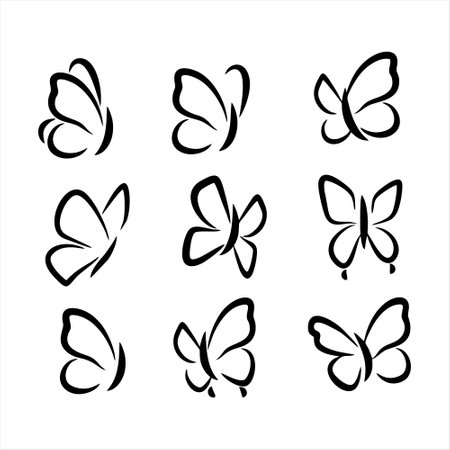butterflies design set, isolated on white background. vector illustrationのイラスト素材