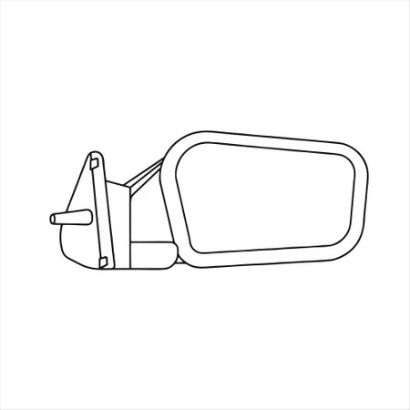 Side view mirror icon on white background. Vector illustration in outline style.のイラスト素材