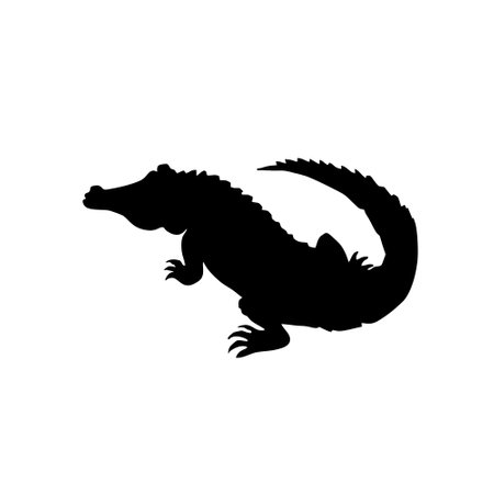 Crocodile silhouette on a white background. Vector illustration.のイラスト素材