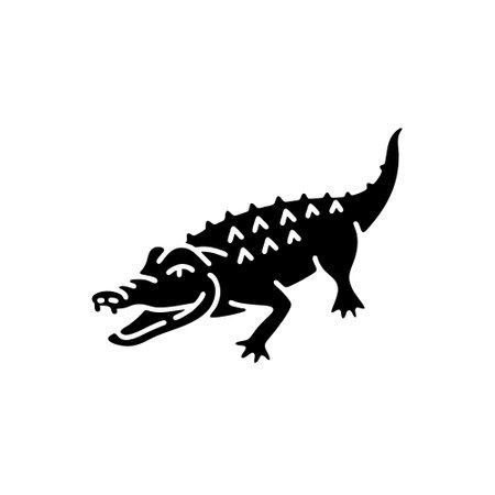 Crocodile black icon, concept illustration, vector flat symbol, glyph sign.のイラスト素材
