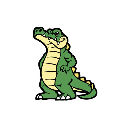 Crocodile cartoon vector illustration isolated on white background. Cute crocodile icon.のイラスト素材