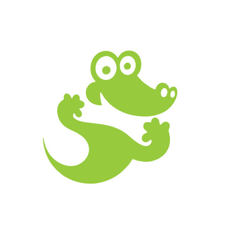 Cute crocodile logo. Vector illustration of a funny crocodile logo.のイラスト素材
