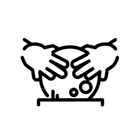 Hands playing bowling icon vector. A thin line sign. Isolated contour symbol illustrationのイラスト素材