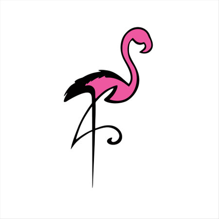 Flamingo logo. Hand drawn flamingo logo. Vector illustrationのイラスト素材
