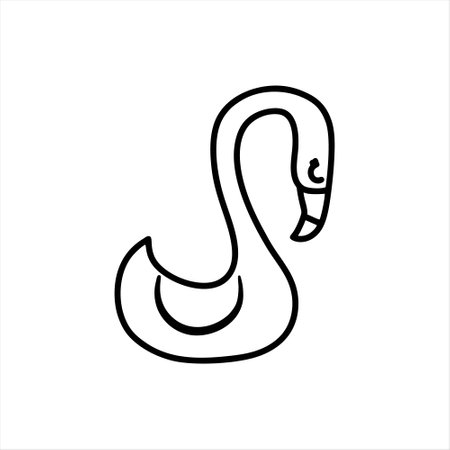 Vector hand drawn flamingo logo. Outline icon of swanのイラスト素材