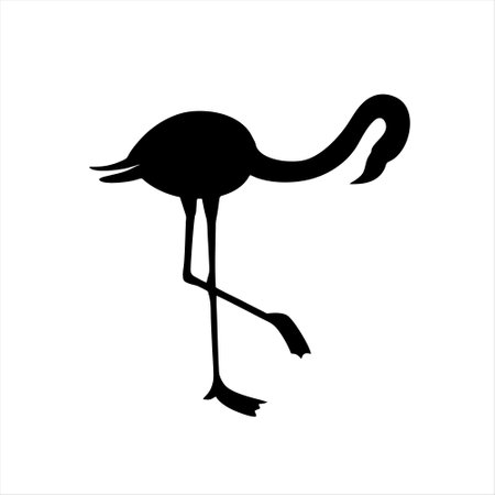 silhouette of flamingo bird on white background. vector illustrationのイラスト素材