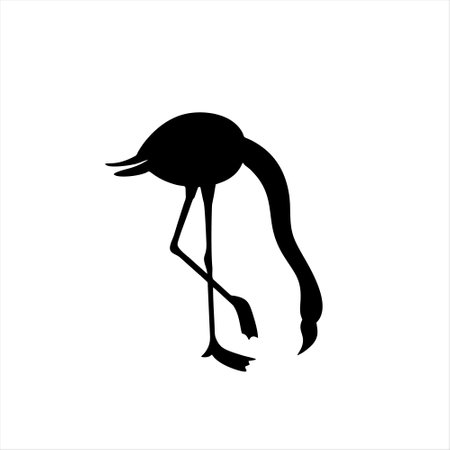 Silhouette of a flamingo on a white background. Vector illustrationのイラスト素材