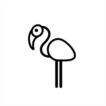 Flamingo bird line icon, vector illustration, editable stroke.のイラスト素材