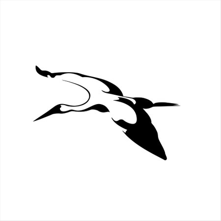 Silhouette of a stork on a white background. Vector illustration.のイラスト素材