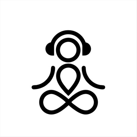 simple black and white yoga icon on white background - vector illustration.のイラスト素材