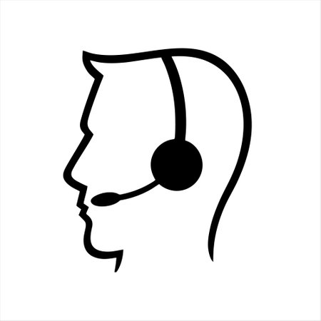 Call center operator with headset vector icon. Call center support operator.のイラスト素材