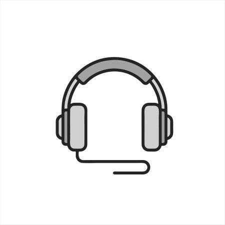 Headphones line icon on white background. Vector illustration, EPS 10.のイラスト素材