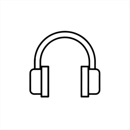 Headphones line icon on white background. Vector illustration. Eps 10.のイラスト素材