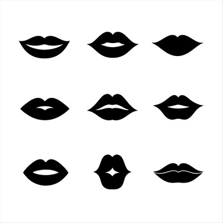 Set of lips icons. Vector illustration isolated on a white background.のイラスト素材