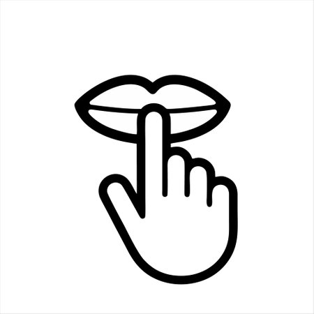 Vector hand touch lips icon. Hand touch lips. Vector illustration.のイラスト素材