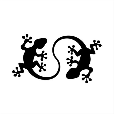 Vector illustration of a gecko. Gecko silhouette on a white background.のイラスト素材