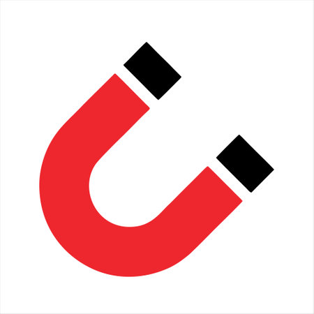 Magnet icon. Vector illustration. Flat design. Red color.のイラスト素材