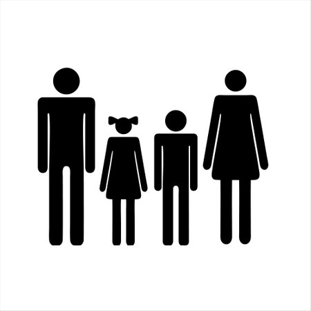 Family icon, mother, father and children, vector illustration. Flat designのイラスト素材