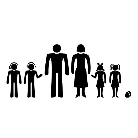 Family icon. Mother, father and children silhouettes. Vector illustrationのイラスト素材