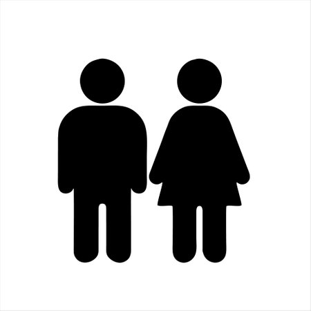 Vector icon of a man and a woman. Black pictogram on white backgroundのイラスト素材