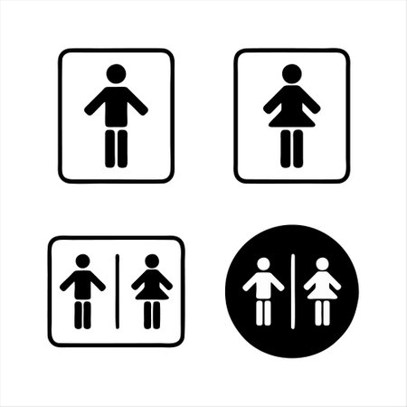 Male and female toilet sign icon. Male and female toilet symbol. Vector illustration.のイラスト素材