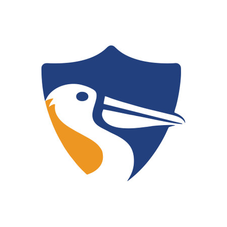 Pelican Shield Icon Logo Design Element in Blue and Yellow Colorsのイラスト素材
