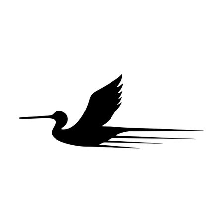 Black silhouette of a flying bird on a white background. Vector illustrationのイラスト素材