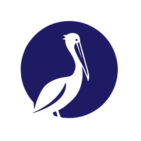 icon of pelican on blue background. pelican vector illustration designのイラスト素材