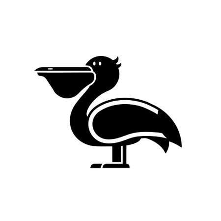 Pelican black icon on white background. Simple vector illustration.のイラスト素材