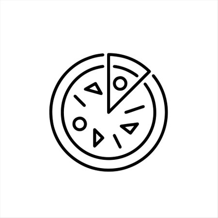 Pizza line icon, outline vector illustration, linear pictogram isolated on whiteのイラスト素材