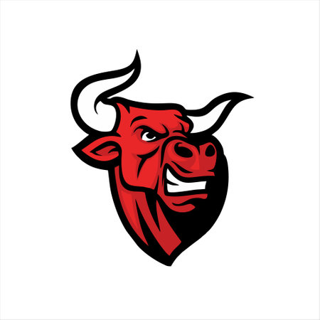 Bull head mascot logo design vector template. Head of a bull illustration.のイラスト素材