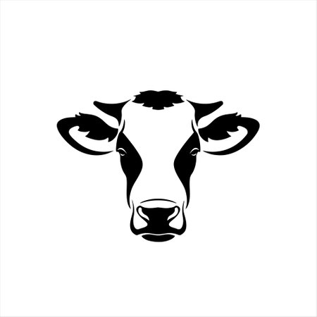 Cow head silhouette on white background. Farm animal. Vector illustration.のイラスト素材