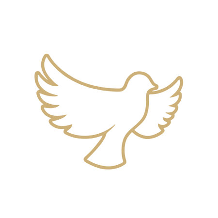 Dove of peace icon. Vector illustration in outline style isolated on white background.のイラスト素材