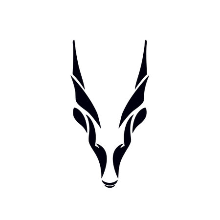 Antelope head logo design vector template. Gazelle antelope head logo design.のイラスト素材