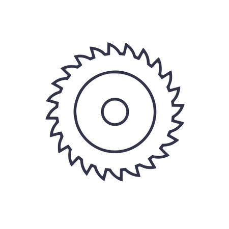 Circular saw line icon concept. Circular saw vector linear illustration, sign, symbolのイラスト素材