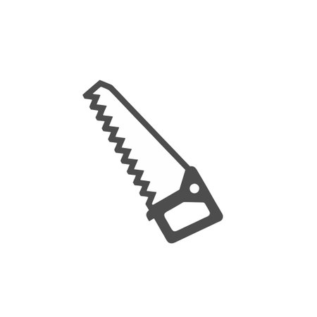 Hand saw icon in flat style. Saw vector illustration on white isolated background. Lumberjack business concept.のイラスト素材