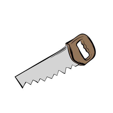 Hand saw icon. Vector illustration of a hand saw isolated on a white background.のイラスト素材