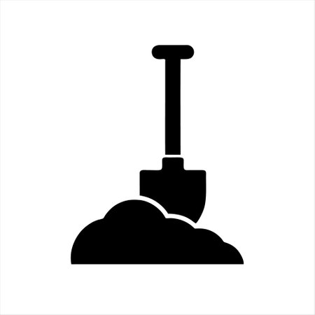 Shovel icon on white background. Vector illustration. Flat design.のイラスト素材