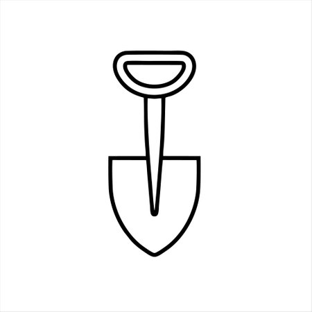 Garden shovel icon. Outline illustration of garden shovel vector icon for web design isolated on white backgroundのイラスト素材